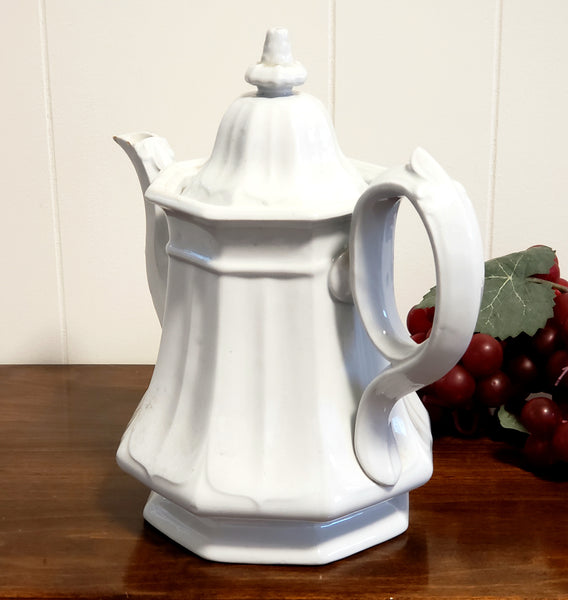 English White Ironstone Tea Pot BOOTE'S 1851 Octagon by T & R Boote c. 1851-1854