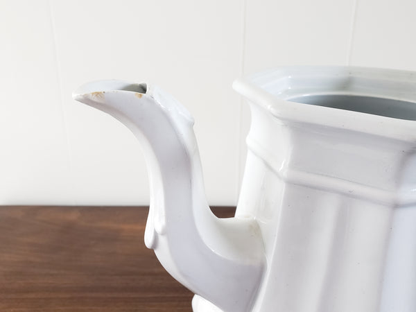 English White Ironstone Tea Pot BOOTE'S 1851 Octagon by T & R Boote c. 1851-1854