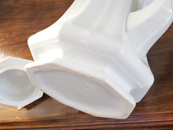 English White Ironstone Tea Pot BOOTE'S 1851 Octagon by T & R Boote c. 1851-1854
