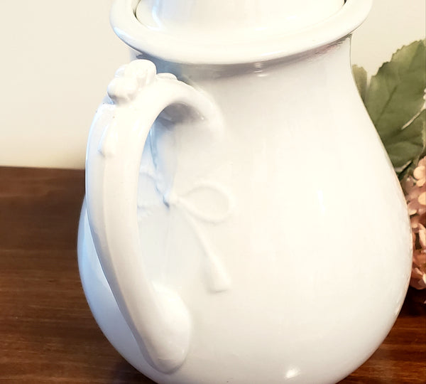 Antique White Ironstone 9 1/2"  Tea Pot, Burgess & Goddard c. 1840-1890