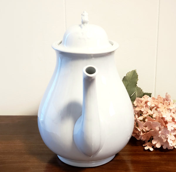 Antique White Ironstone 9 1/2"  Tea Pot, Burgess & Goddard c. 1840-1890