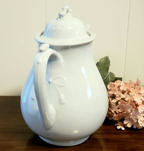 Antique White Ironstone 9 1/2"  Tea Pot, Burgess & Goddard c. 1840-1890