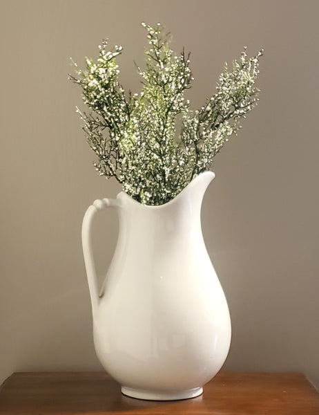 Antique English White Ironstone Pitcher by W & E Corn Burslem, England c. 1800's