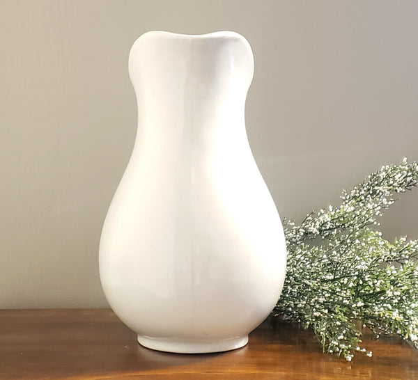 Antique English White Ironstone Pitcher by W & E Corn Burslem, England c. 1800's