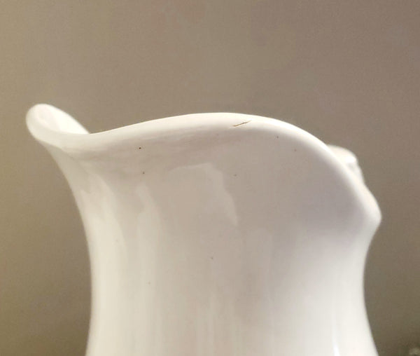 Antique English White Ironstone Pitcher by W & E Corn Burslem, England c. 1800's