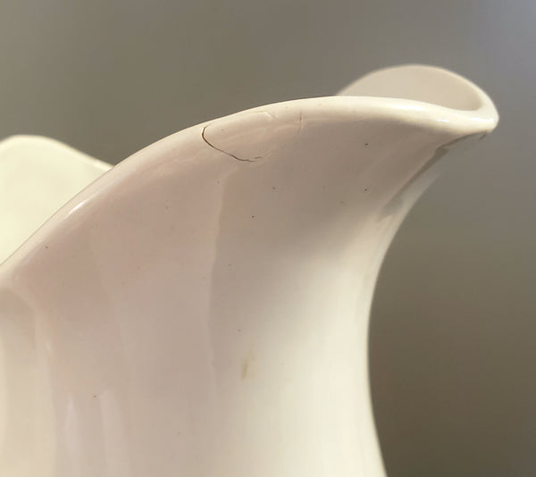Antique English White Ironstone Pitcher by W & E Corn Burslem, England c. 1800's