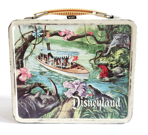 Disneyland Metal Lunchbox, Jungle Cruise Congo Queen and Castle by Aladdin Industries c. 1957