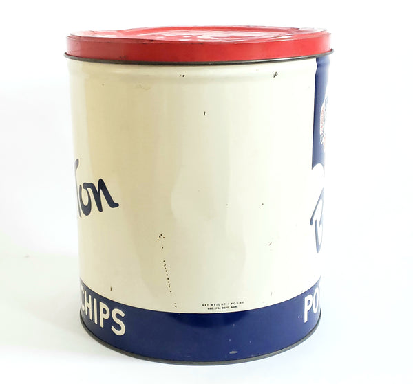Bon Ton Potato Chip Can, York Pennsylvania Red, White, Blue Americana Advertising