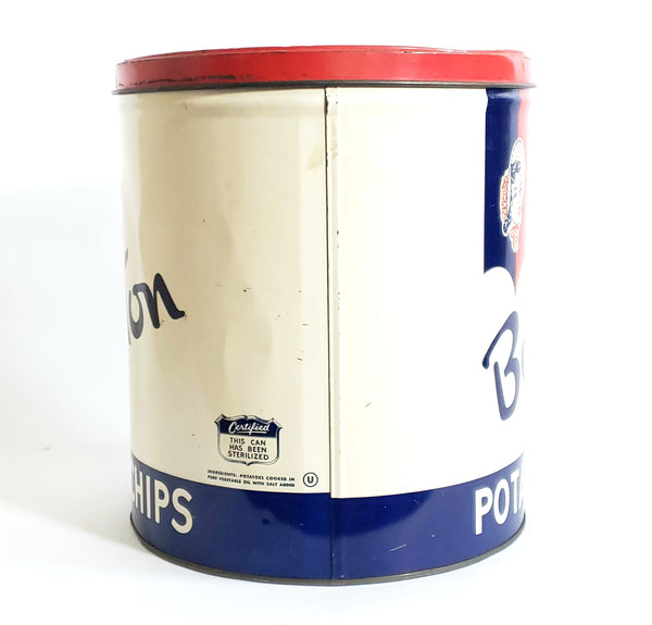 Bon Ton Potato Chip Can, York Pennsylvania Red, White, Blue Americana Advertising
