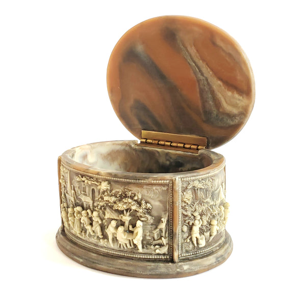 Incolay Stone Jewelry Trinket Box "La Vie Village" No. 1-5017