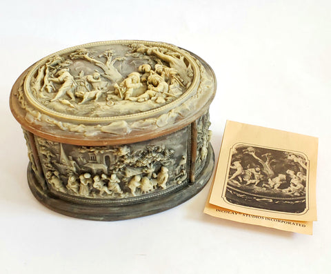 Incolay Stone Jewelry Trinket Box "La Vie Village" No. 1-5017
