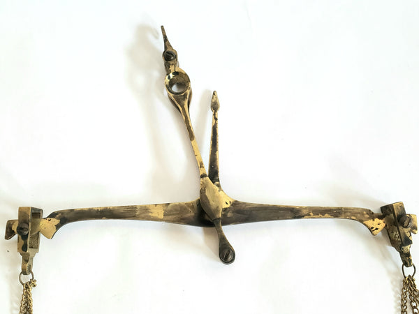 Antique Small Brass Hanging Equal Arm Balance Scale Apothecary, Money