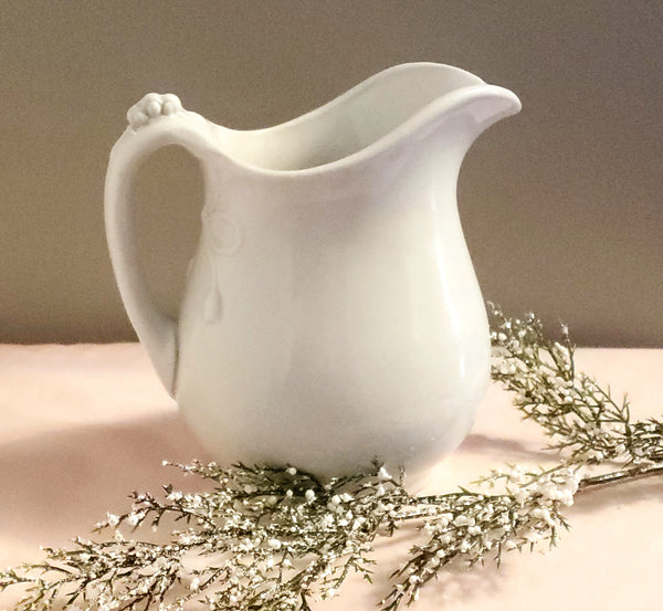 Antique 6" White Ironstone Milk or Cream Pitcher Burgess & Goddard c. Mid to late 1800's