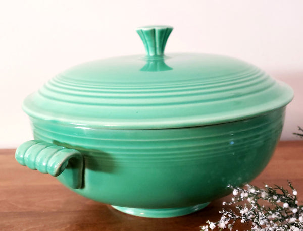 Vintage Fiesta® Ceramic Original Light Green Covered Casserole w/ Lid by Homer Laughlin