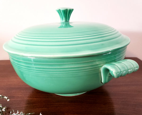 Vintage Fiesta® Ceramic Original Light Green Covered Casserole w/ Lid by Homer Laughlin