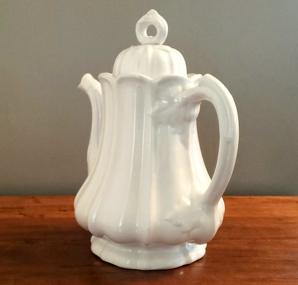 Antique White English Ironstone Tea Pot by Edward Pearson 1853-1873