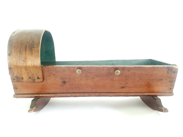 Antique Handcrafted Wooden Small Baby Doll Cradle