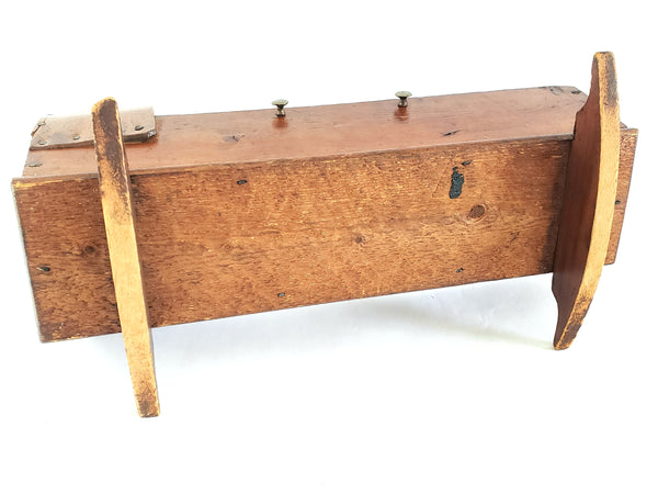 Antique Handcrafted Wooden Small Baby Doll Cradle w/ Bentwood Dome Hood