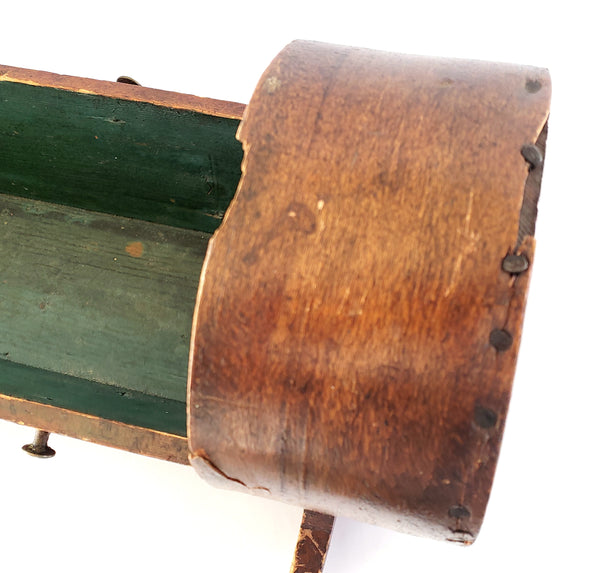 Antique Handcrafted Wooden Small Baby Doll Cradle w/ Bentwood Dome Hood
