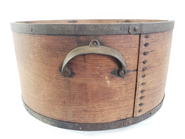 Antique Americana Bentwood Dry Grain Measure Bucket w/ Iron Side Handles c. Late 1800's