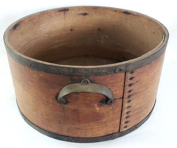 Antique Americana Bentwood Dry Grain Measure Bucket w/ Iron Side Handles c. Late 1800's