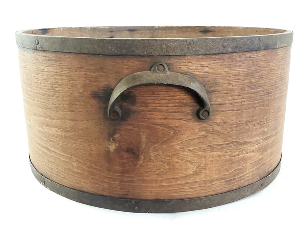 Antique Americana Bentwood Dry Grain Measure Bucket w/ Iron Side Handles c. Late 1800's