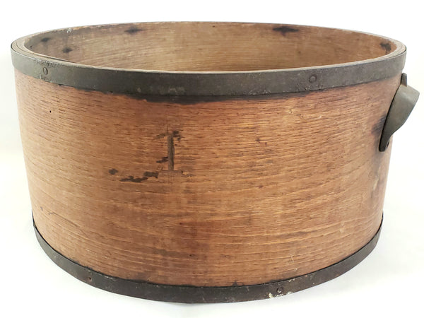 Antique Americana Bentwood Dry Grain Measure Bucket w/ Iron Side Handles c. Late 1800's