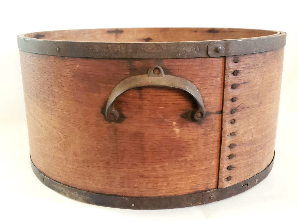 Antique Bentwood Dry Grain Measure Bucket w/ Iron Side Handles c. Late 1800's
