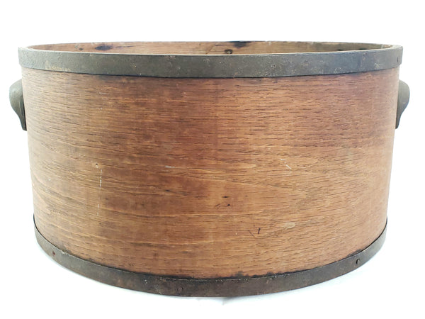 Antique Americana Bentwood Dry Grain Measure Bucket w/ Iron Side Handles c. Late 1800's