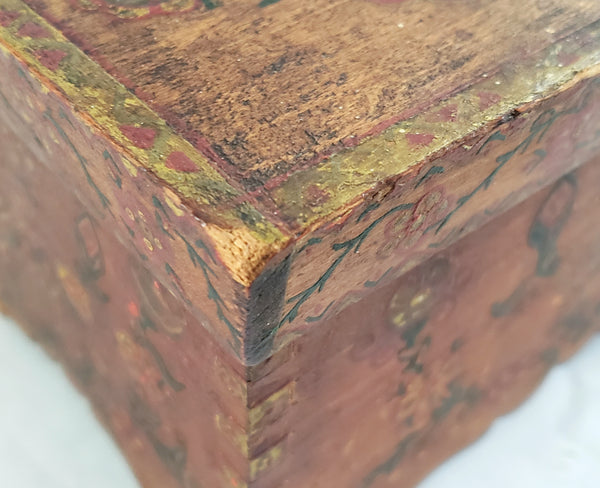 Antique Pennsylvania Folk Art Hand-Painted Wooden Box "Tulips and Floral" c. Late 1800's