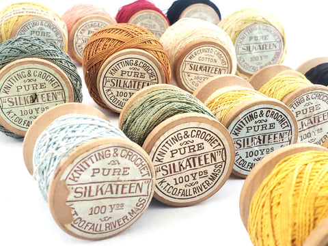 Antique Silkateen Cotton Knitting & Crochet Thread 16 Spools by K.T. Co. Fall River, 