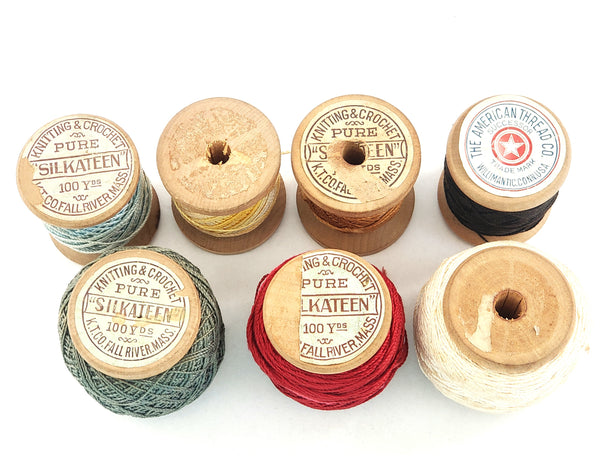 Antique Silkateen Cotton Knitting & Crochet Thread, 16 Spools by K.T. Co. Fall River