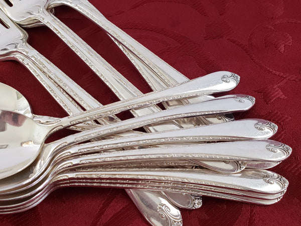 WM Rogers & Son IS Silver Plate Flatware Exquisite Pattern, 57 Piece c. 1940's