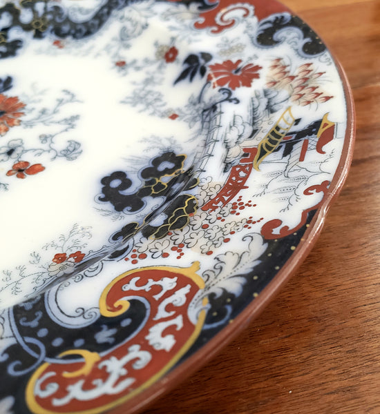 Antique Chinoiserie Dinner Plate, Corey Hill, by William Ridgway, Son & Co England, 1800's