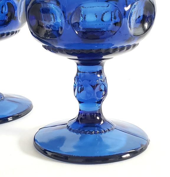 Blue Colony Crown Thumbprint Water Goblet by Lancaster Colony Corp - Tiara c. 1970's - 1980's