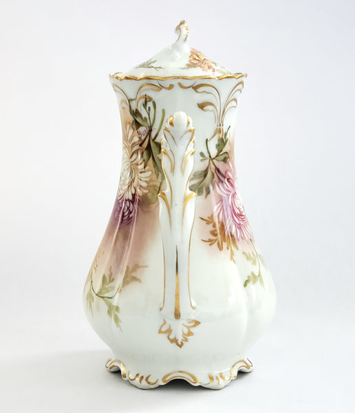 Jean Pouyat Limoges Porcelain Chocolate Pot, Lanternier and JPL c. 1891-1914