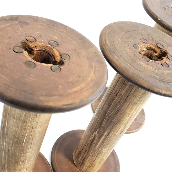 Antique Wooden Textile Spools - Collection of 4 - Crafting or Repurpose Projects