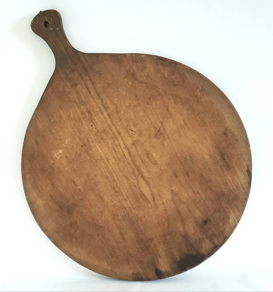 Large Round Antique Wooden Bread Board