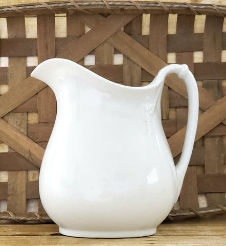 Antique White Ironstone Pitcher, Crescent Pottery Trenton New Jersey c. 1899-1902