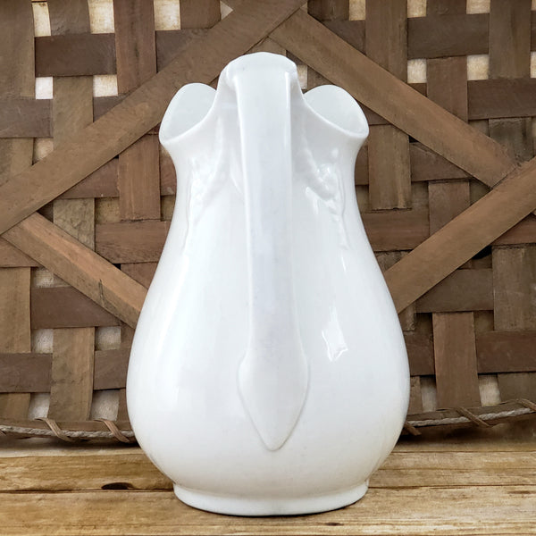 Antique White Ironstone Pitcher, Crescent Pottery Trenton New Jersey c. 1899-1902