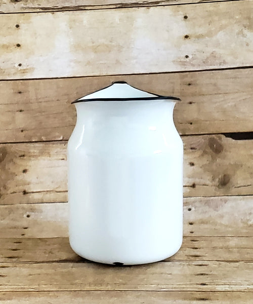 Large 9 inch Farmhouse White Enamelware Pitcher c. 1930's