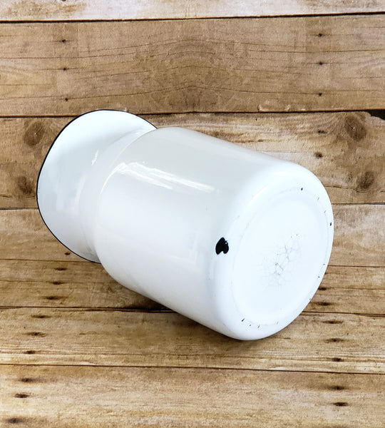 Large 9 inch Farmhouse White Enamelware Pitcher c. 1930's