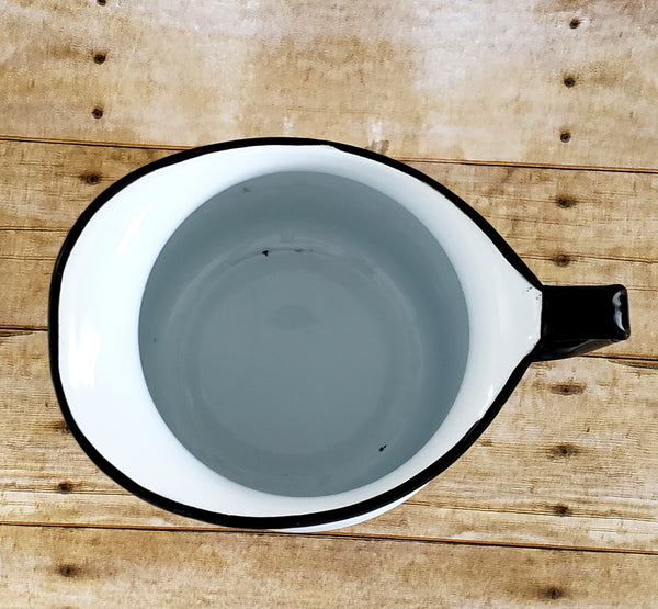 Large 9 inch Farmhouse White Enamelware Pitcher c. 1930's