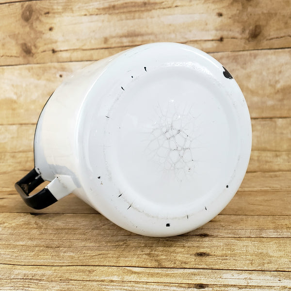 Large 9 inch Farmhouse White Enamelware Pitcher c. 1930's