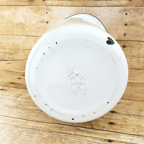 Large 9 inch Farmhouse White Enamelware Pitcher c. 1930's