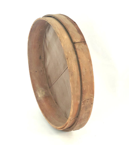 Large 20" Antique Wooden Grain Sieve - Rustic Farmhouse Accent