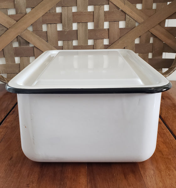 Vintage White Enamelware Medical Sterilizing Tray with Lid c. 1930's