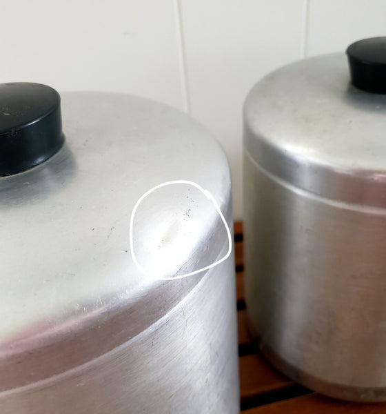 Mid-Century Retro Brushed Aluminum Kitchen Canisters - Set of 4  c. 1950's- 1960's