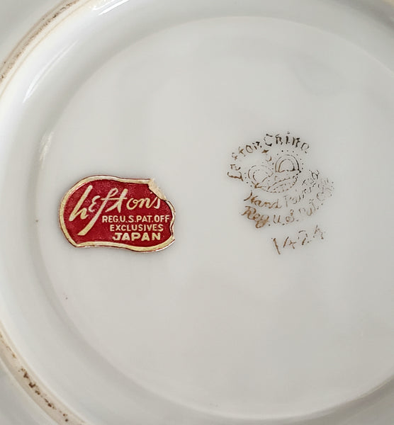 Hand Painted Porcelain Tea Cup and Saucer Magenta and Gold by Lefton #1424