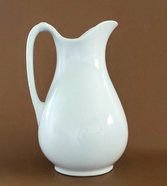 Antique Large 12 inch White English Ironstone Pitcher J & G Meakin Early Mark c. 1851-1890